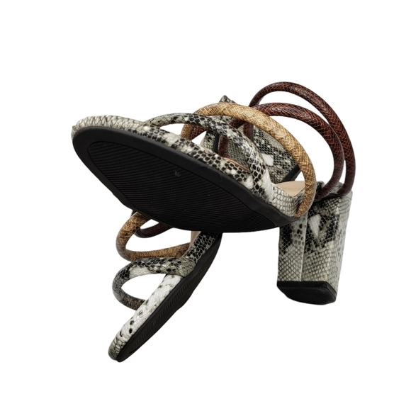 C Comfort | Brown Gray Vegan Leather Snake Print Slip On Block Heels Women's 10 - Picture 7 of 13